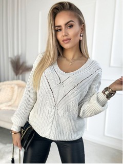 Sweter z ażurkiem Biały 