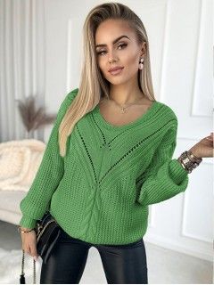 Sweter z ażurkiem Zielony 