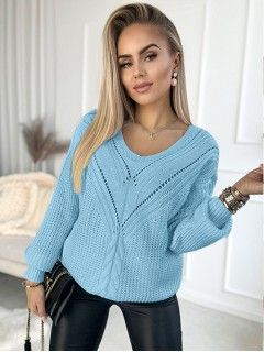 Sweter z ażurkiem Niebieski 