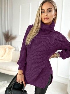 Sweter Golf Fioletowy 