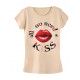 Koszulka Bluzka T-shirt Kiss Beżowa 