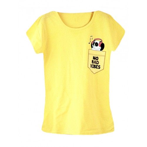 Koszulka Bluzka T-shirt No Bad Vibes Żółta 