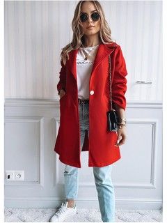 Płaszcz Klasyczny Czerwony 